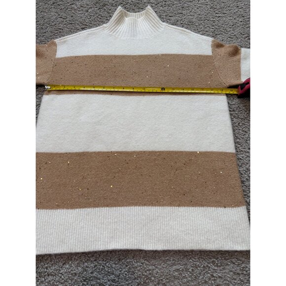 Talbots Petite Womens Striped Knit Sweater Size P Soft Turtle Neck Sequins - Picture 3 of 8